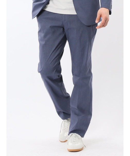 クロスストレッチ スリムフィット ノータックスラックス 青(セットアップ可能)