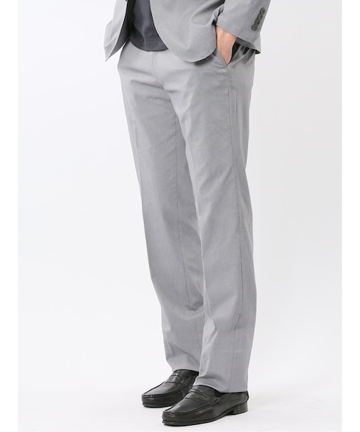 クロスストレッチ スリムフィット ノータックスラックス ライトグレー(セットアップ可能)