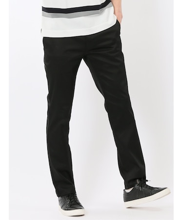 ストレッチ 綿混 サテン トラウザー パンツ