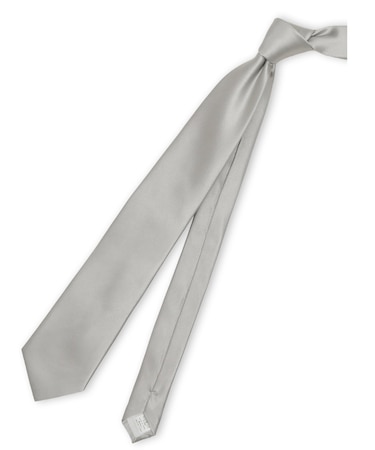 シルク フォーマルネクタイ 8.0cm幅 シルバー繻子