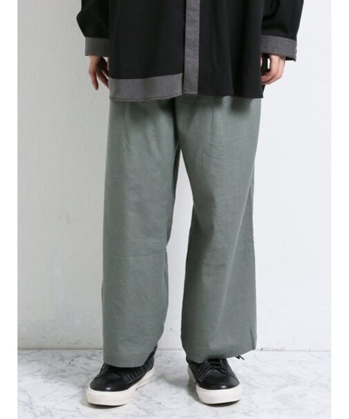 セマンティックデザイン ストレッチ 綿麻ソロナ バギーバンツ