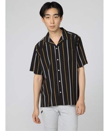 セマンティックデザイン オープンカラー プリント半袖ルーズシャツ