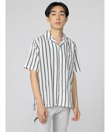 セマンティックデザイン オープンカラー プリント半袖ルーズシャツ