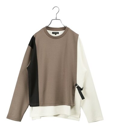 セマンティックデザイン ダンボール レイヤード風 長袖ルーズプルオーバー