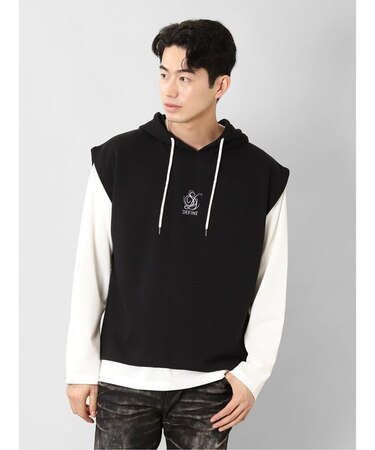 セマンティックデザイン ベストパーカー&長袖Tシャツ アンサンブル