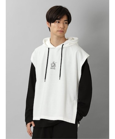 セマンティックデザイン ベストパーカー&長袖Tシャツ アンサンブル