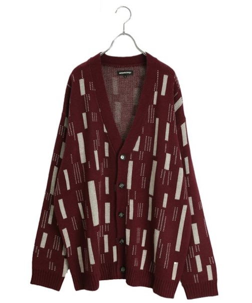 セマンティックデザイン 幾何学柄 Vネック BIGニットカーディガン
