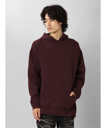 セマンティックデザイン エステルリブニット ルーズプルパーカー