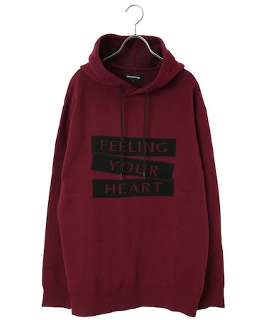 セマンティックデザイン ストレッチウォッシャブル ロゴ ルーズニットプルパーカー