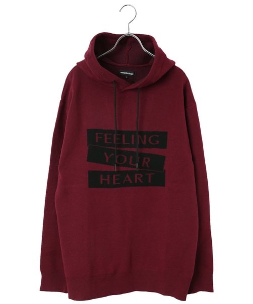 セマンティックデザイン ストレッチウォッシャブル ロゴ ルーズニットプルパーカー