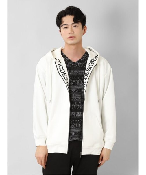 セマンティックデザイン ニットスエード トリミング BIGパーカー