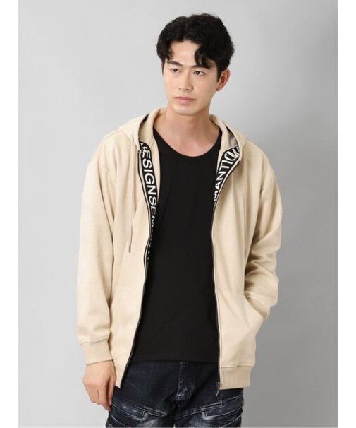 セマンティックデザイン ニットスエード トリミング BIGパーカー