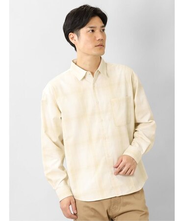 セマンティックデザイン レーヨン混 チェック柄 長袖BIGシャツ