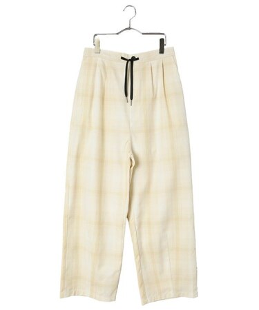 セマンティックデザイン レーヨン混 チェック柄 ワイドイージーパンツ