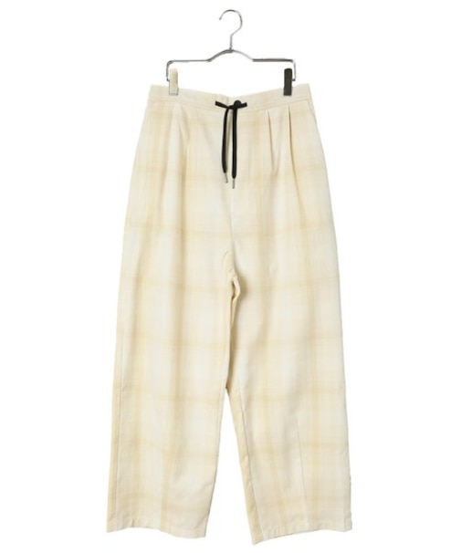 セマンティックデザイン レーヨン混 チェック柄 ワイドイージーパンツ