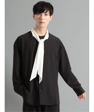 ボウタイ付き 長袖ルーズシャツ