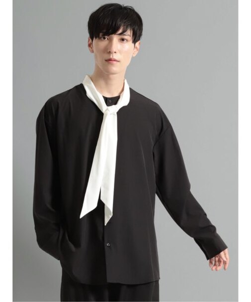 ボウタイ付き 長袖ルーズシャツ