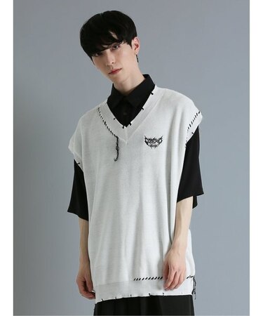 SD×PSYCHONATION ステッチダメージ BIGニットベスト