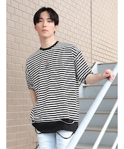 フェイクレイヤード クルーネック半袖BIGＴシャツ