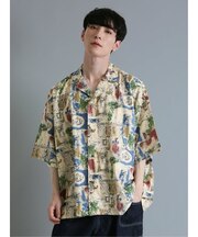 エステル転写アート柄 半袖BIGシャツ