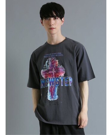バンド クルーネック半袖ルーズTシャツ