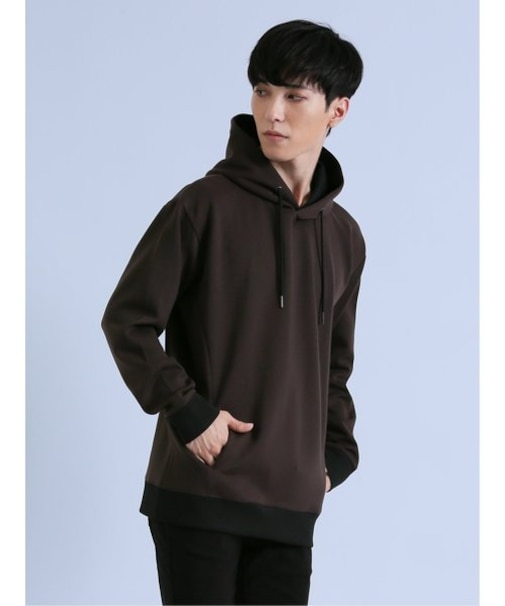 ダンボール リブ配色切替 長袖プルパーカー