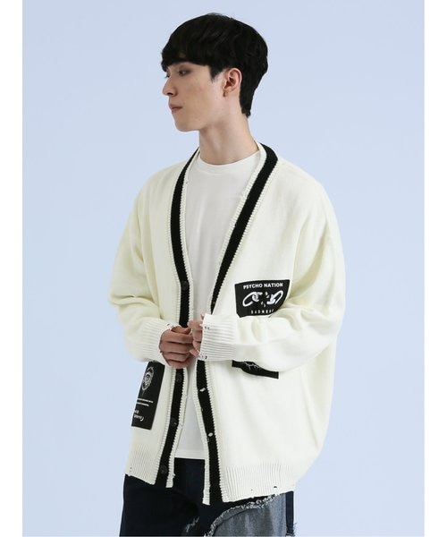 セマンティックデザイン（semantic design）/セマンティックデザイン×PSYCHONATION アイコンワッペン ニットカーディガン SD×PSYCHONATION アイコンワッペン ニットカーディガン