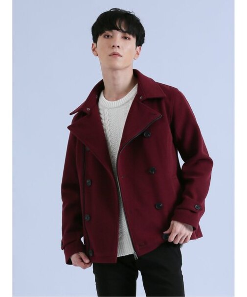 ウールライク フード着脱ピーコート