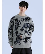 モヘアタッチ ペイズリー クルーニット