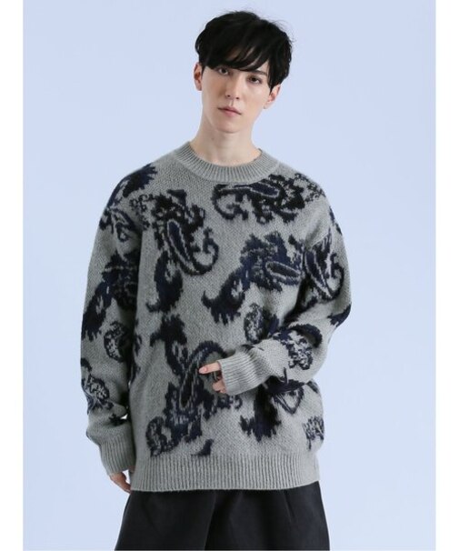 モヘアタッチ ペイズリー クルーニット