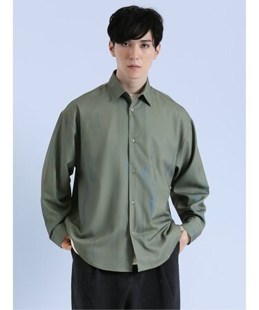 かすれプリント レギュラーカラー長袖シャツ