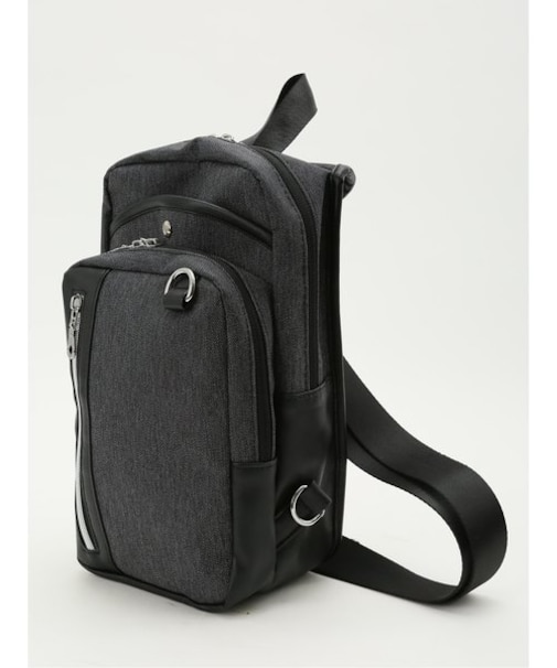 デニム調 縦ジップ ボディバッグ