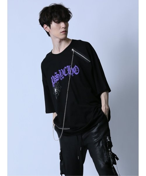 セマンティックデザイン（semantic design）/セマンティックデザイン×PSYCHONATION チェーン付き スパイダー クルー半袖Tシャツ SD×PSYCHONATION チェーン付き スパイダー クルー半袖Tシャツ