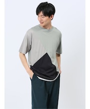 斜め切替 クルーネック半袖Tシャツ