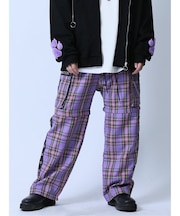 SD×PSYCHONATION チェック柄 裾脱着カーゴパンツ