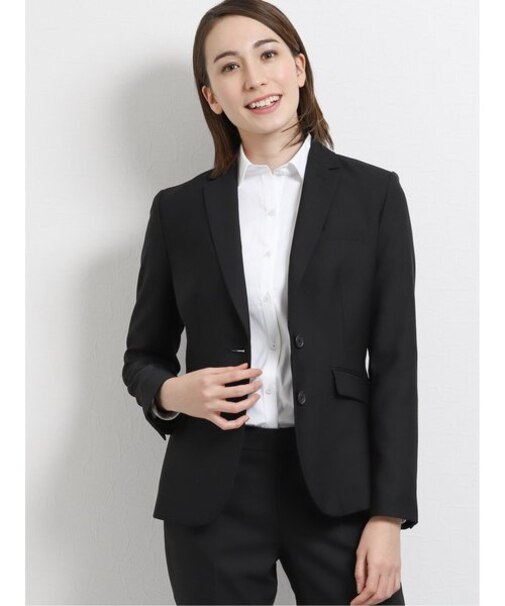 m.f.エディトリアル ウール混セットアップ2釦テーラージャケット 黒無地