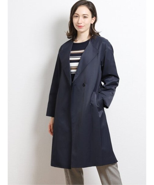 m.f.エディトリアル ウォッシャブル撥水 ノーカラーロングコート