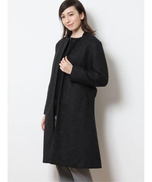 m.f.エディトリアル ウールジャージライク ノーカラーコート