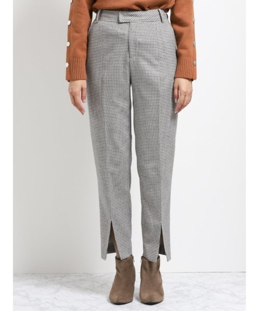 キャリーマン/CARREMAN センタースリット チェック柄テーパードパンツ