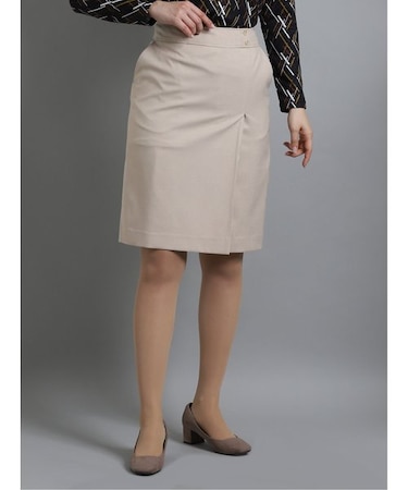 m.f.エディトリアル 綿麻ライク セットアップ タイトスカート ベージュ