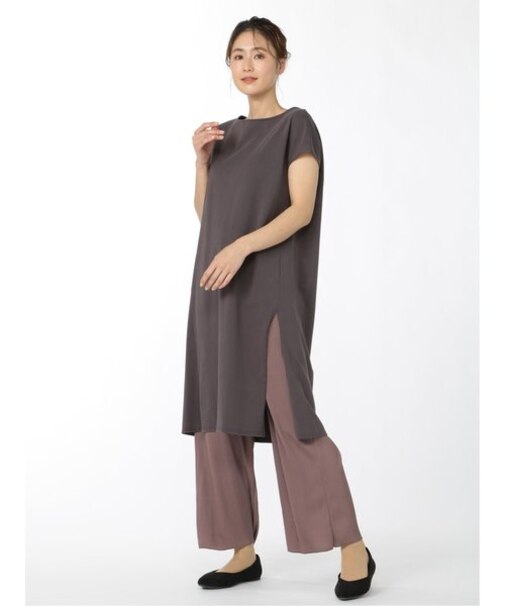 m.f.エディトリアル ストレッチポンチ サックワンピース&プリーツパンツ セット