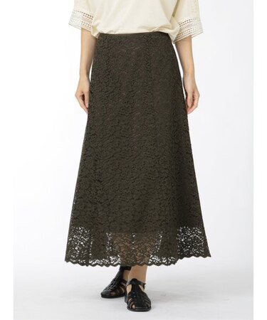 m.f.エディトリアル レース ロングフレアースカート