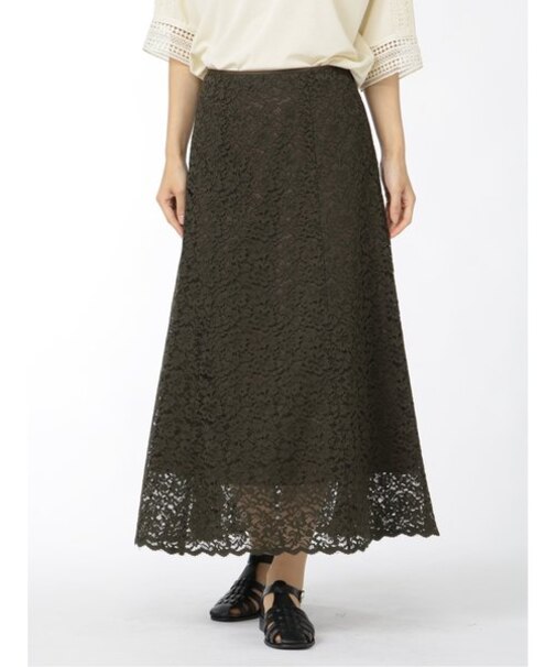 m.f.エディトリアル レース ロングフレアースカート