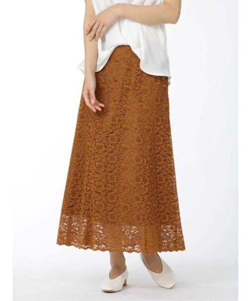 m.f.エディトリアル レース ロングフレアースカート