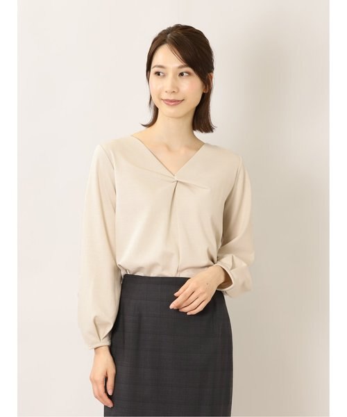 ラメポンチ ねじりVネック 長袖プルオーバー｜エムエフ