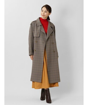 m.f.エディトリアル チェック柄 ダブルトレンチコート