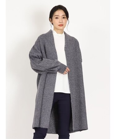 ウール混ミックスヤーン ゆるニットコート