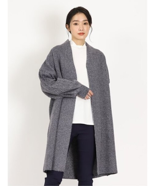 ウール混ミックスヤーン ゆるニットコート