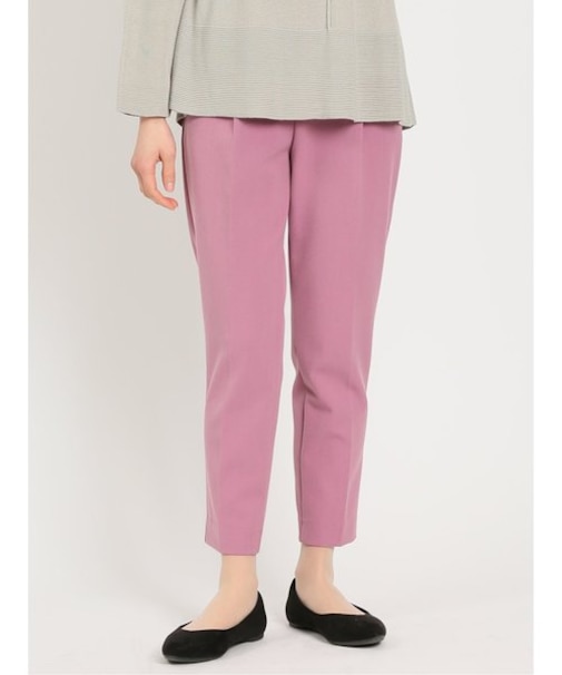 レーヨン混ストレッチ プルオンテーパードパンツ