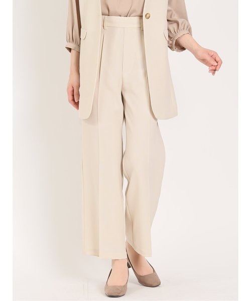 綿麻ライク セットアップ テーパードパンツ ベージュ｜エムエフ